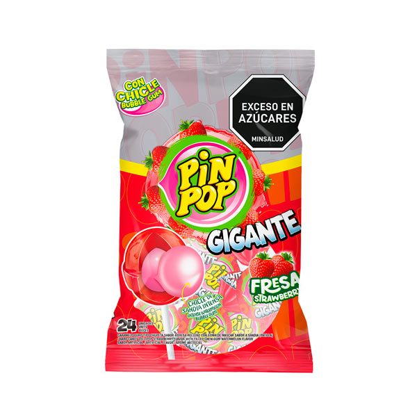 PIN POP Gigante Strawberry Aldor x 24 Un de 22 Gr x Un 